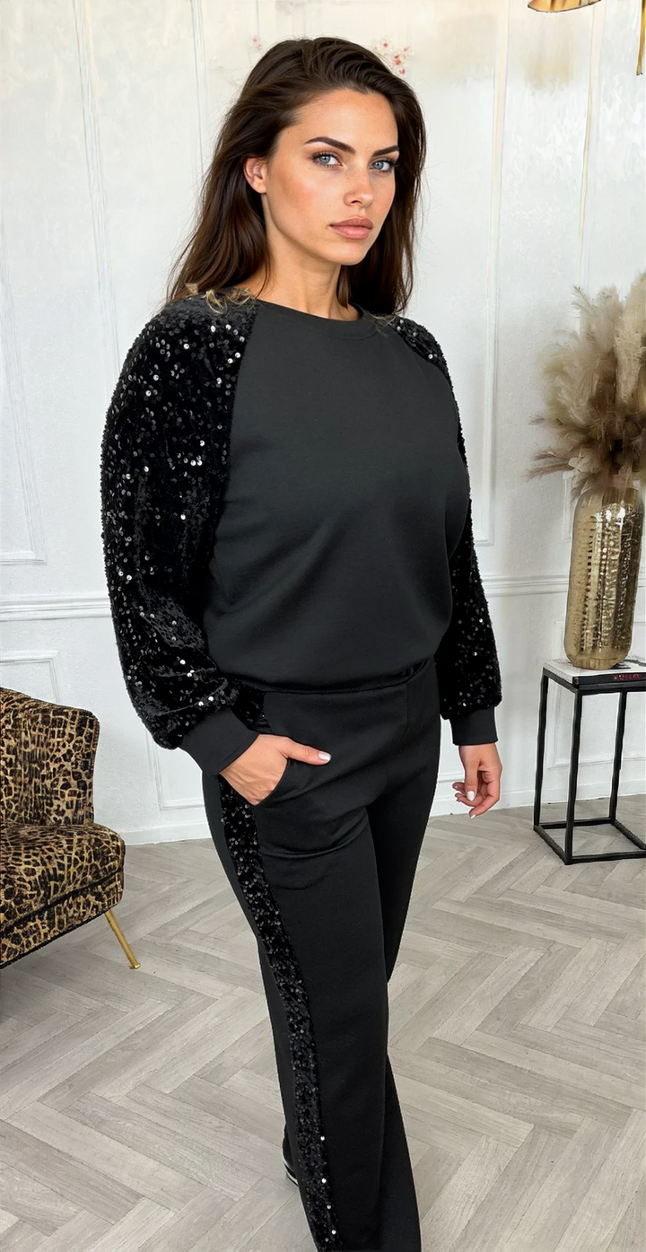 dámská sada s třpytivými rukávy