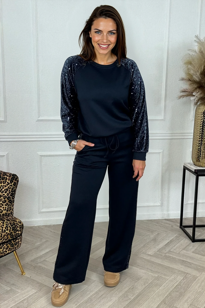 dámská sada s třpytivými rukávy