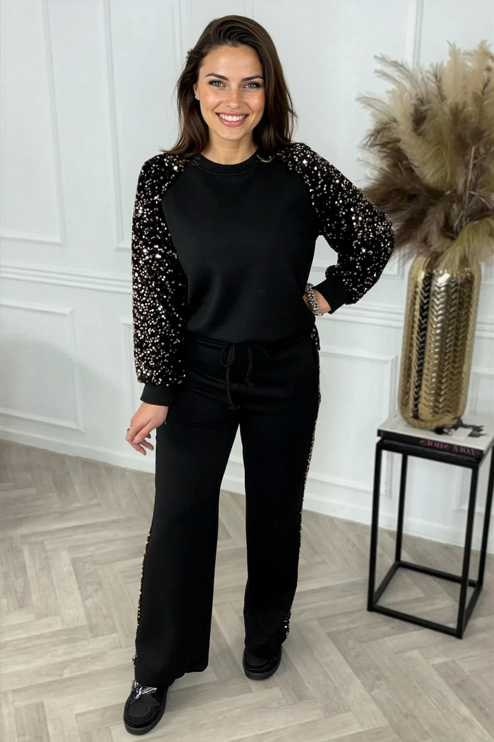 dámská sada s třpytivými rukávy